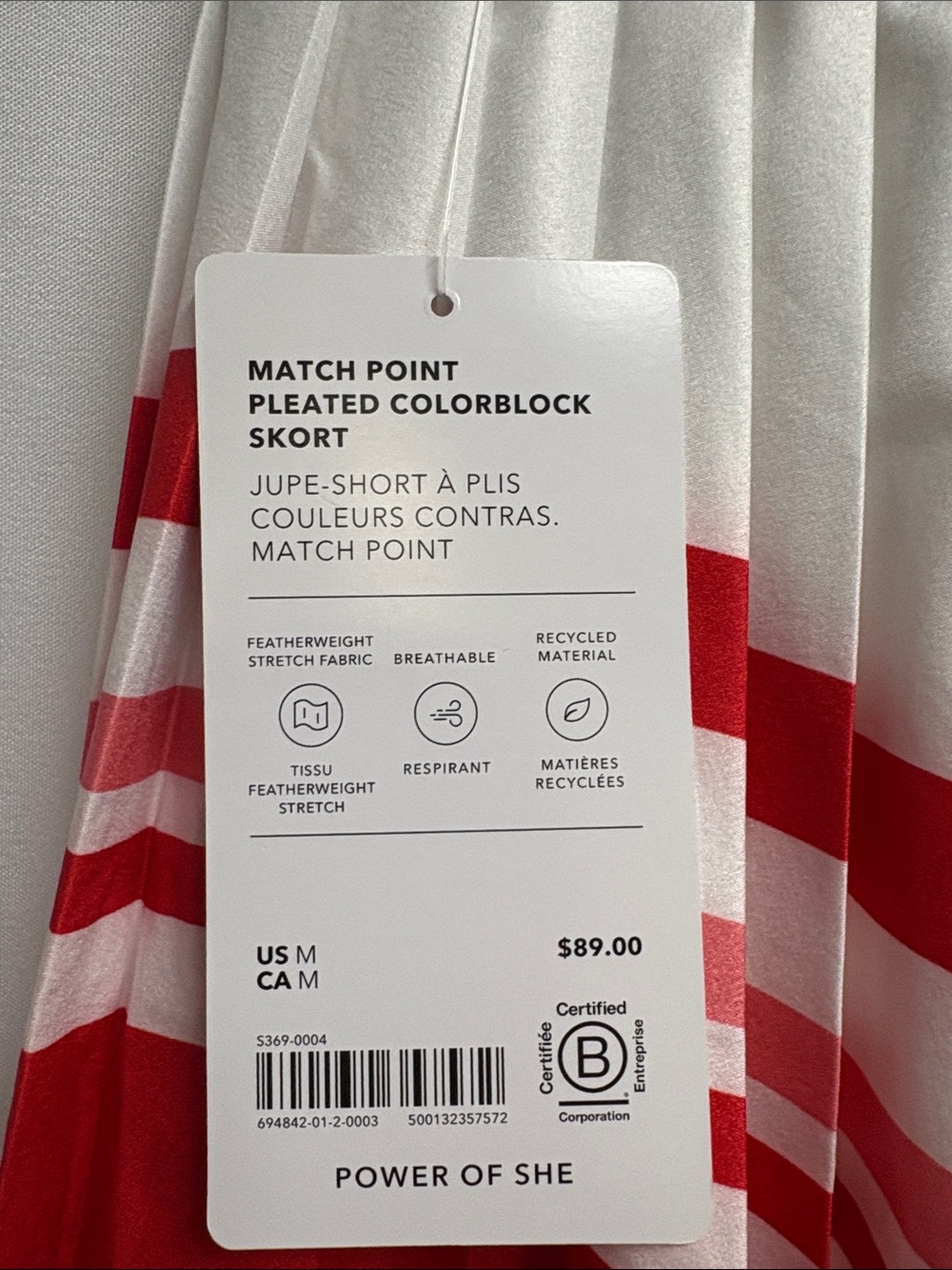 NWT Athleta Match Point Pleated Colorblock Skort Size Medium - Picture 7 of 7